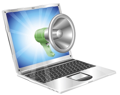 TTS Laptop talking to megaphone
